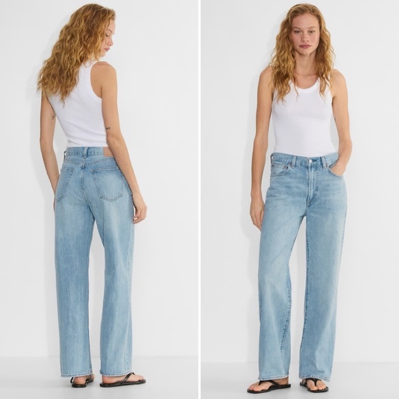 Aritzia Denim Forum The Farrah Hi-rise Wide Jean Size 23 Light Blue Wash - Picture 1 of 6